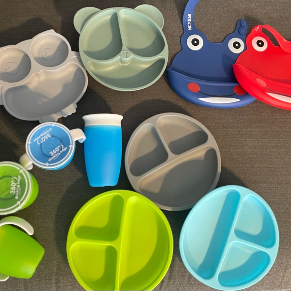 Colorful Silicone Kids Plates and Cups Set